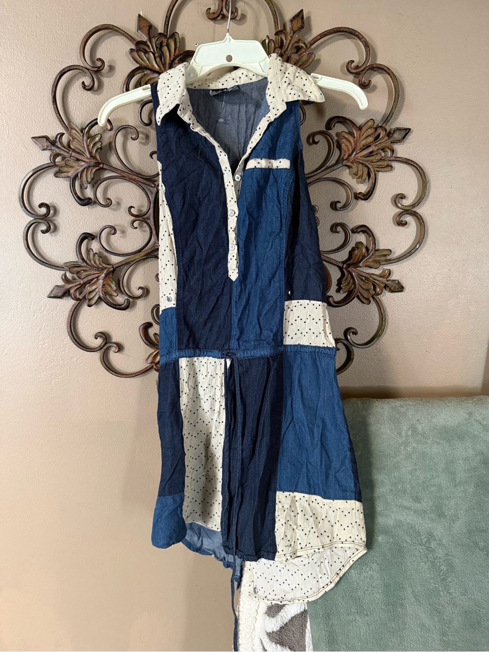 Viva Vena Chambray Patchwork Romper